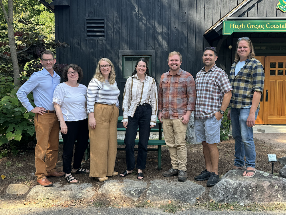 A photo of PREP staff, featuring, from left to right, Kalle Matso, Annie Cox, Abigail Lyon, Amy Sauber, Nate Gruen, Trevor Mattera, and Chris Whitney.